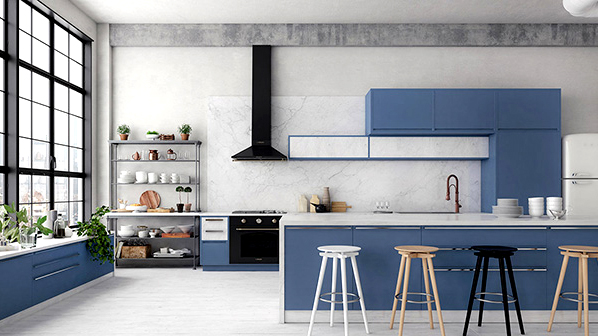 استفاده از رنگ آبی در آشپزخانه